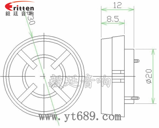 1.2寸13芯3瓦内磁高音喇叭成品图