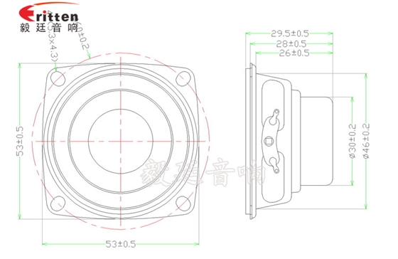 53mm20芯8Ω8W蓝牙音箱喇叭成品图